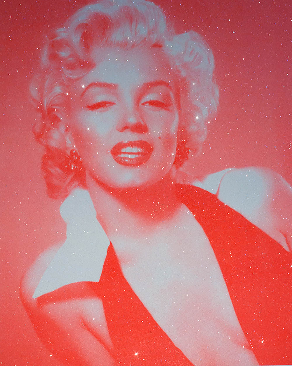 David Studwell, Marilyn Monroe — Neon Red (Diamond Dust) — hand-pulled silkscreen with diamond dust