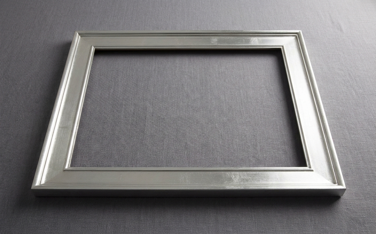 Hand-gilded silver leaf picture frame, contemporary slim profile
